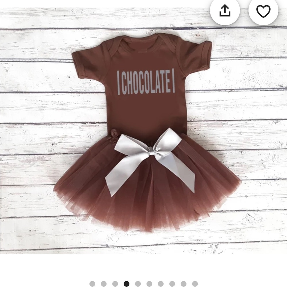 Brown Baby Onesie with Tulle Skirt